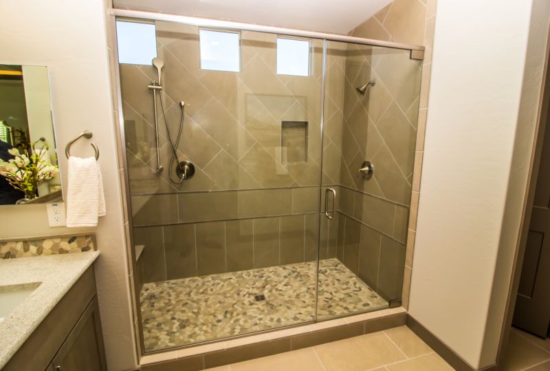Open Concept Shower with Minimal Hardware