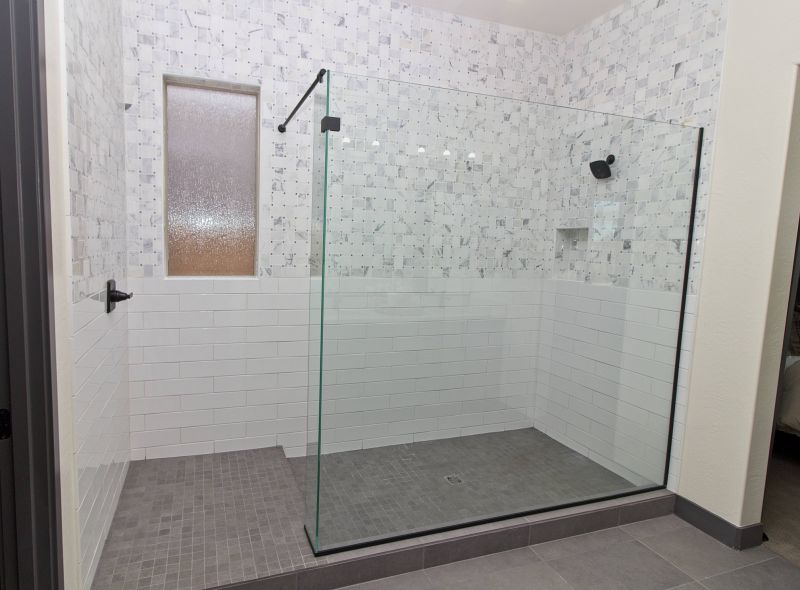Shower with Monochrome Tile Pattern